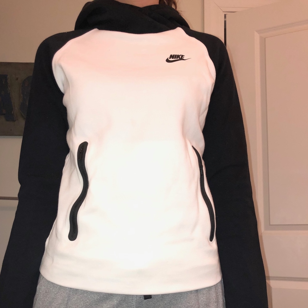 Nike Black and White Cowl Neck Hoodie